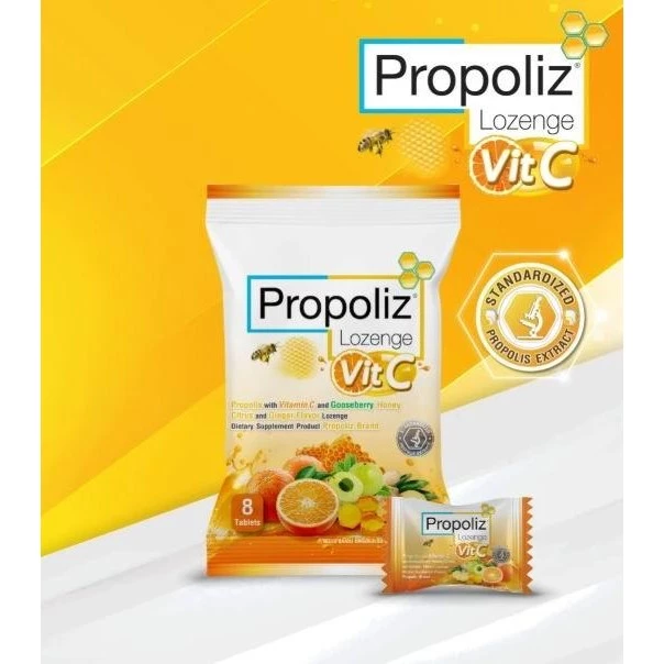 Propoliz Lozenge Original 8 Tablets / Vit C 8 Tablets Original From Thailand 4