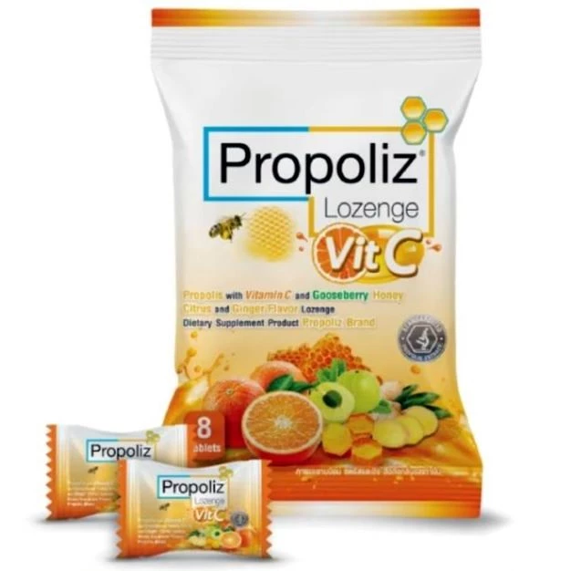 Propoliz Lozenge Original 8 Tablets / Vit C 8 Tablets Original From Thailand 2